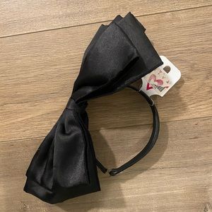 Giant bow headband black satin